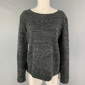 LOES HINSE Size L Grey Silver Metallic Boat Neck Pullover